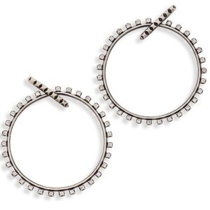 Kendra Scott NWT Charlie Grace Hoop Silver Metal/White Cz Earrings + Dust Bag